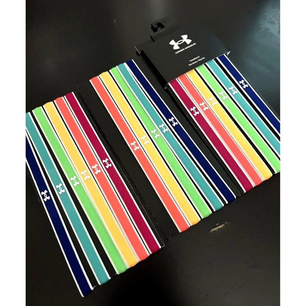 NEW Under Armour Headbands 17 Pc Reflective Elastic Neon Multicolor Logo